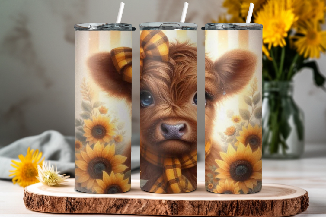 Sunflower cow skinny tumbler 20 oz