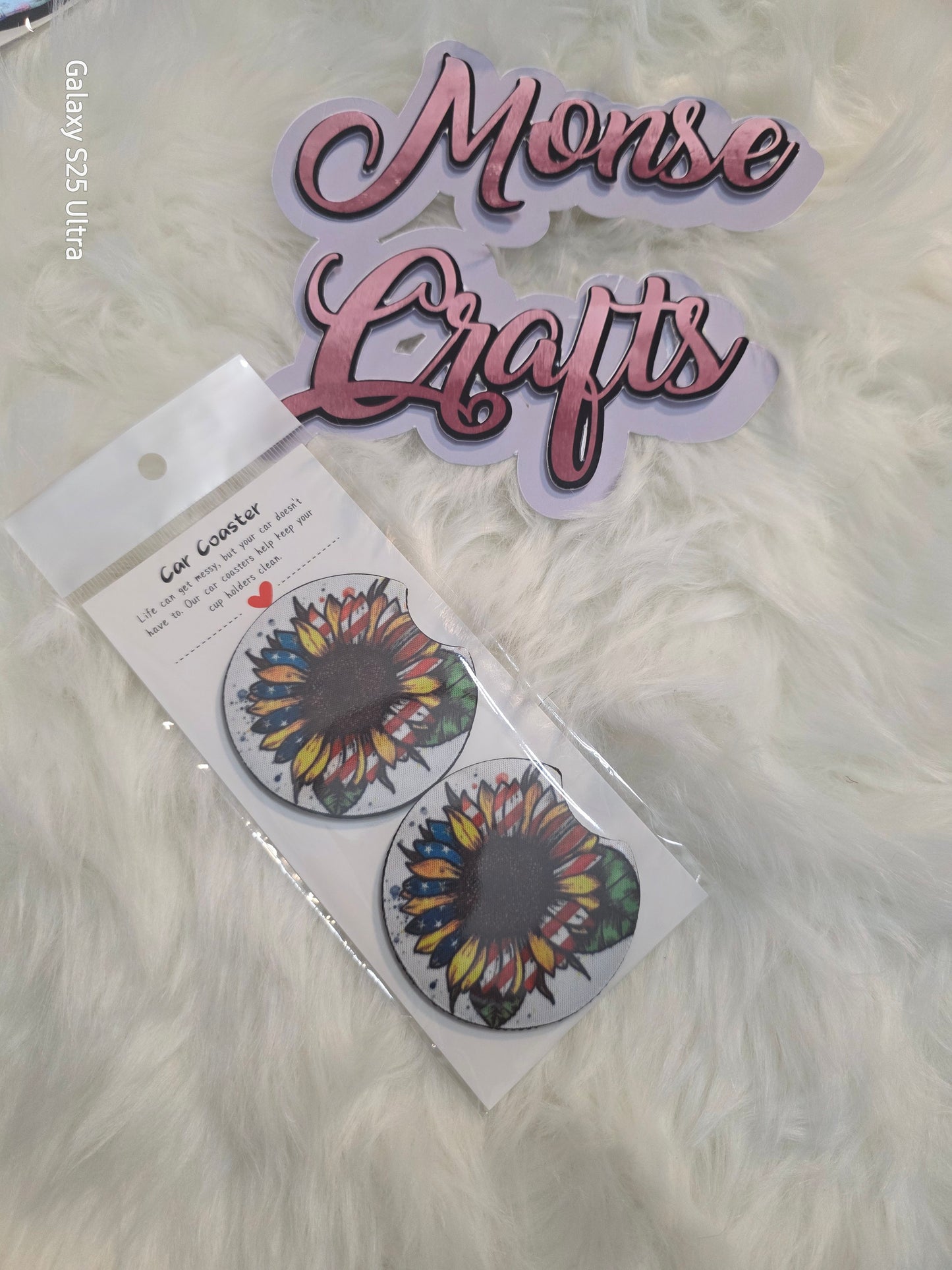 Sunflower Car Coasters – Set of 2