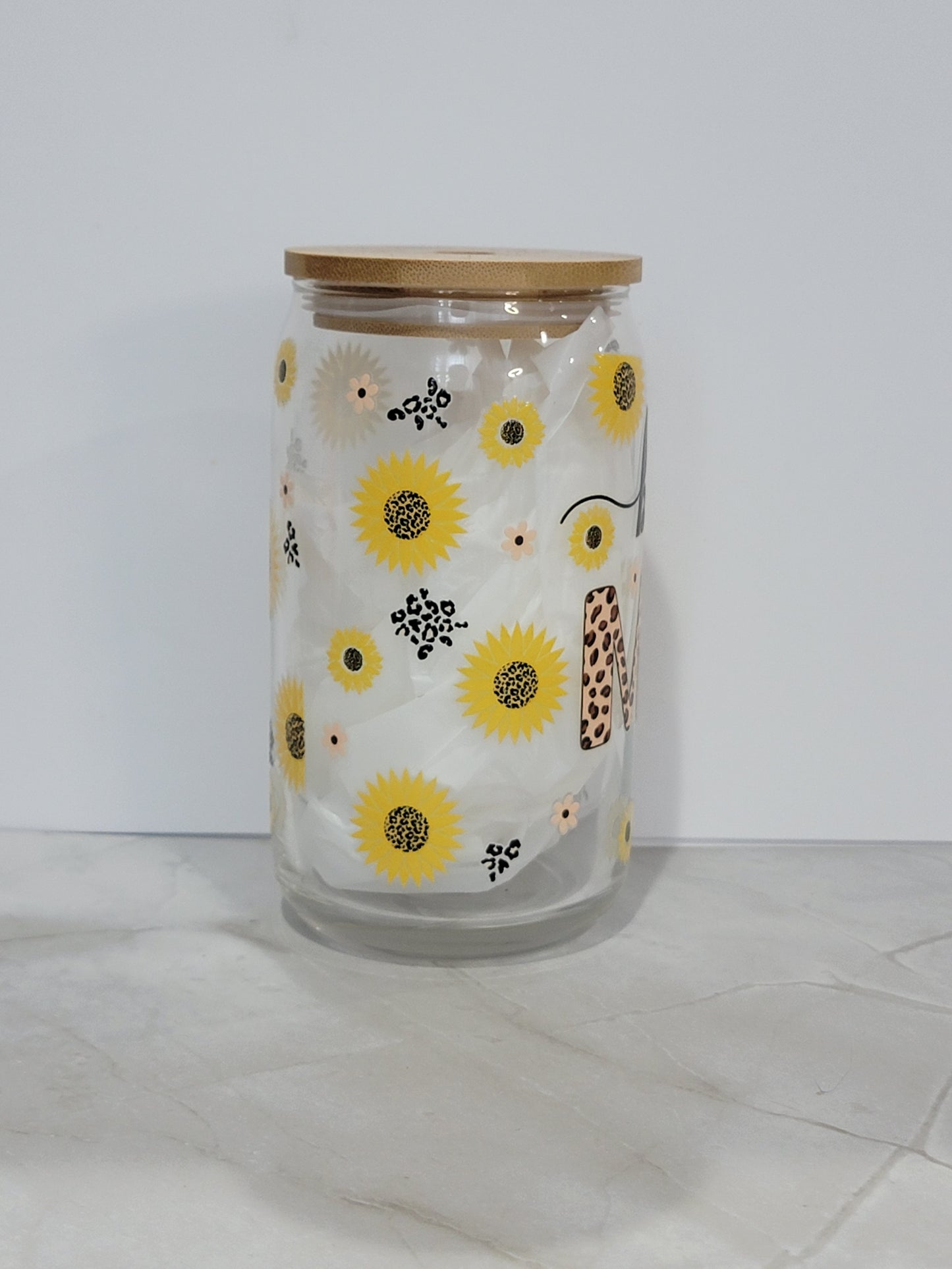 Sunflower glass can 16 oz | perfect gift