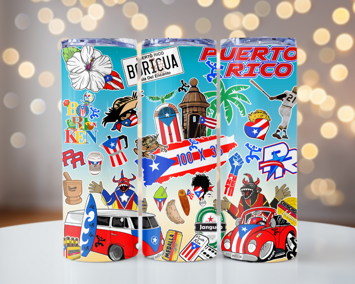 Puerto Rico Skinny Tumbler 20 OZ