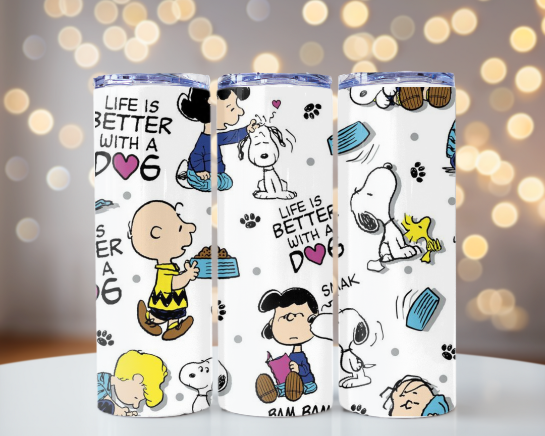 Life is Better With a Dog Skinny Tumbler de 20 oz