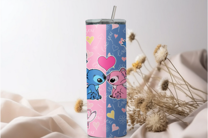 Aliens Pink and Blue Skinny Tumbler 20 OZ