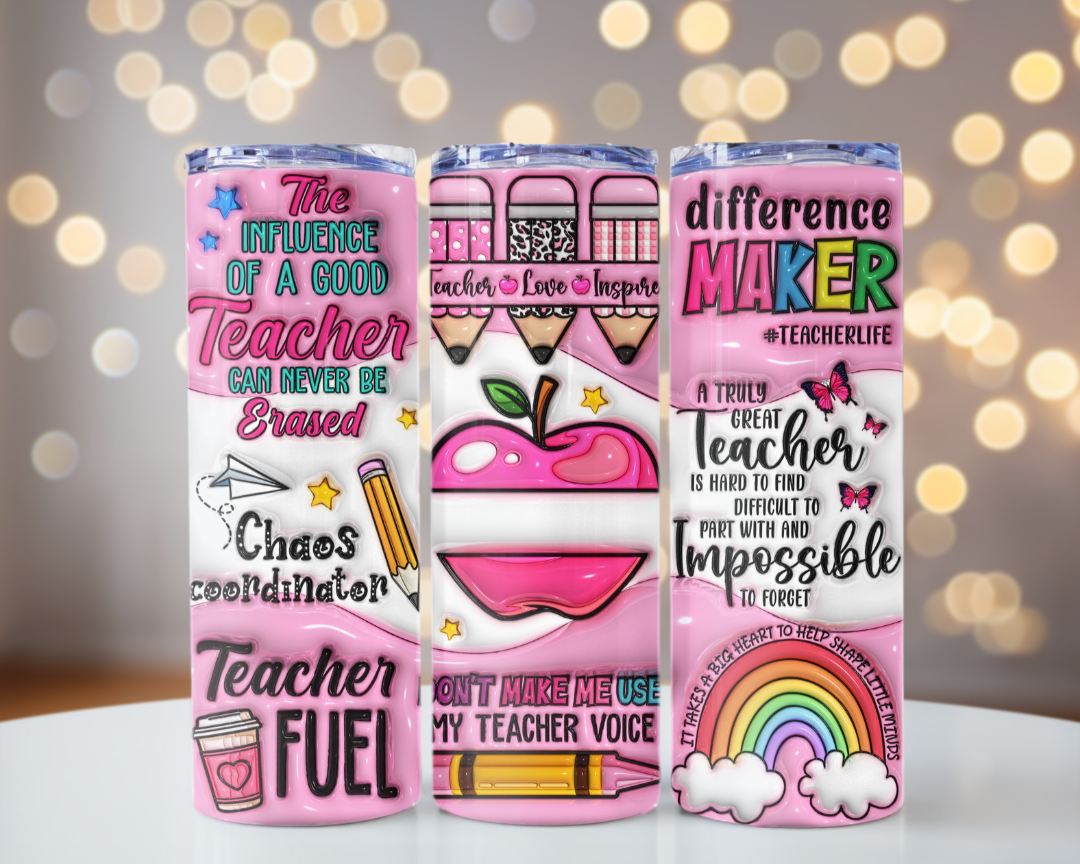 Teacher Tumbler | Skinny Tumbler 20 oz | Pink Tumbler | Personalized Gift