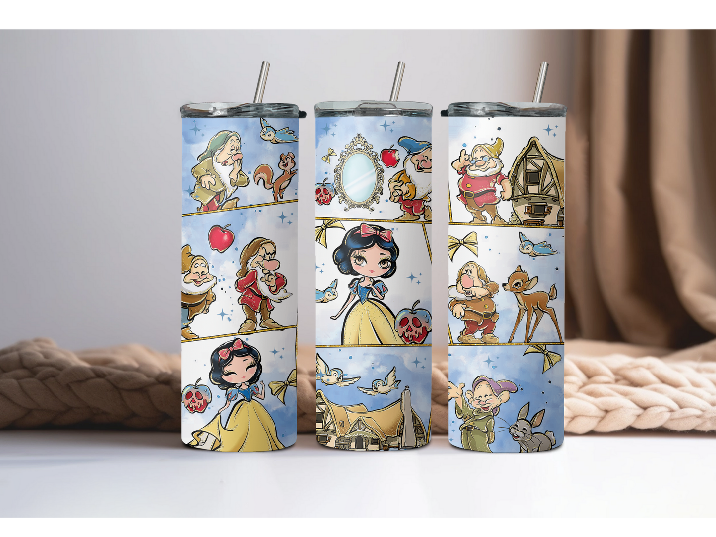 Snow W and 7 Dwarfs Skinny Tumbler 20 OZ