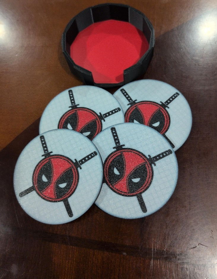 3D Printed Geeky Anti-Hero Coaster Set with Holder