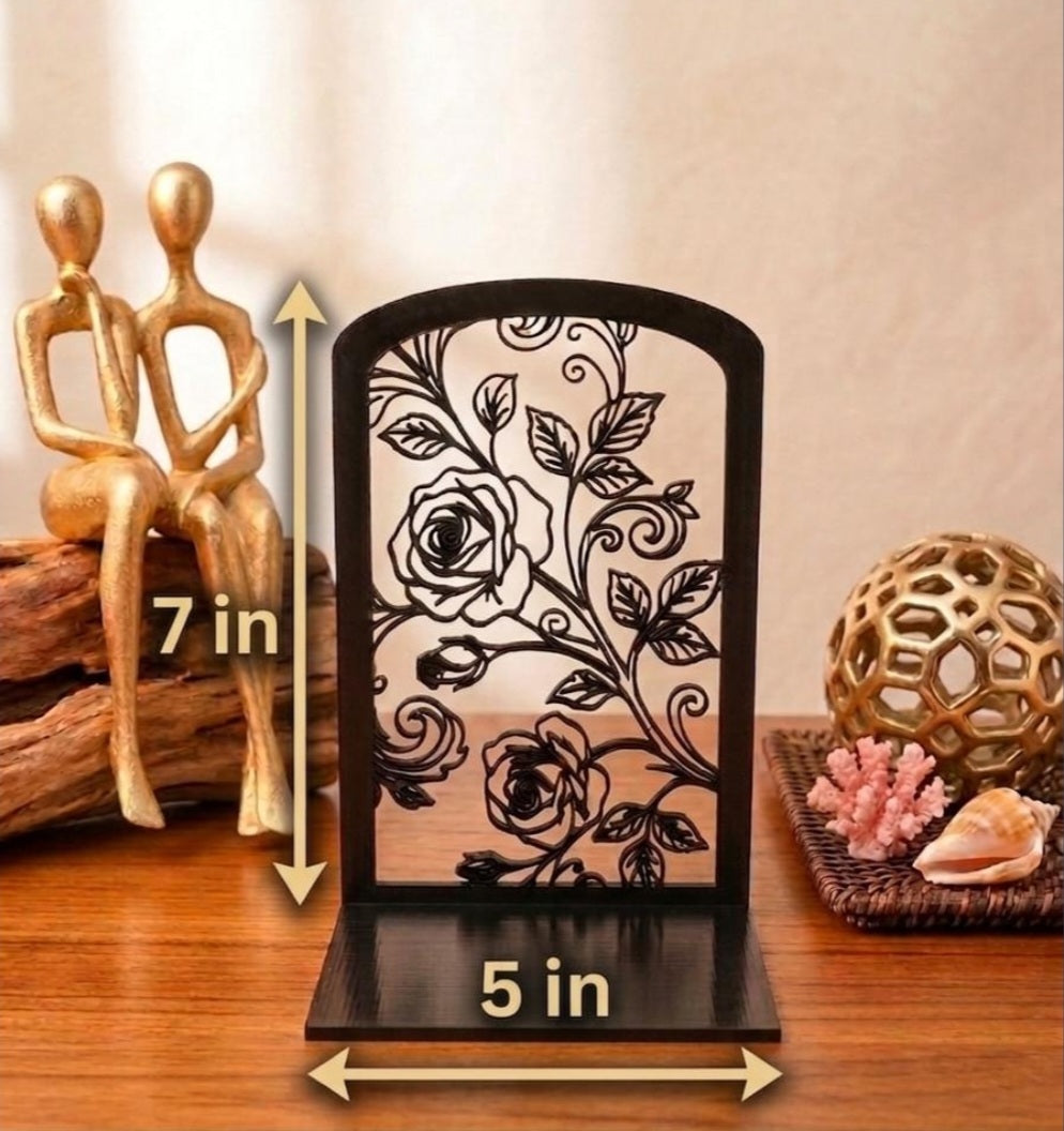 Floral Rose Bookend | 3D Printed Decorative Bookshelf Support