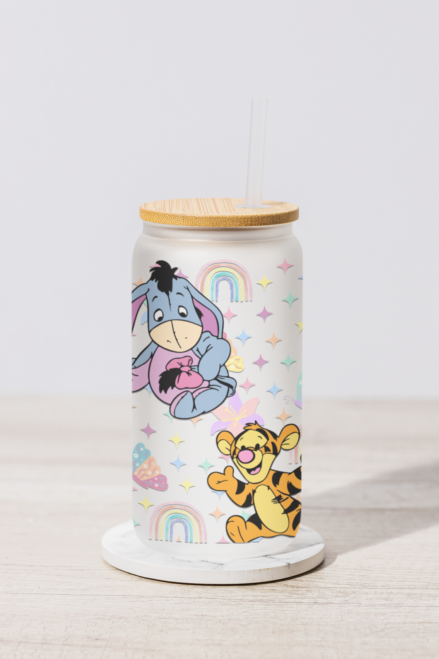 Pooh glass can 18 oz frosted