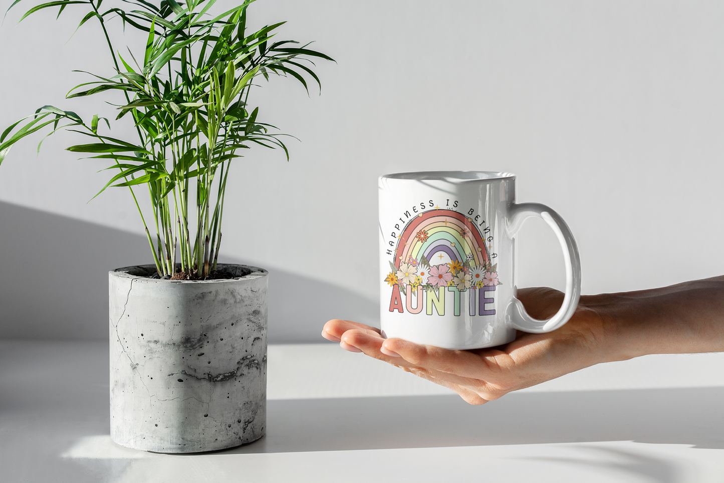 Rainbow Floral Mom Mug – 11 oz & 15 oz | Mama | Grandma | Auntie | Nana