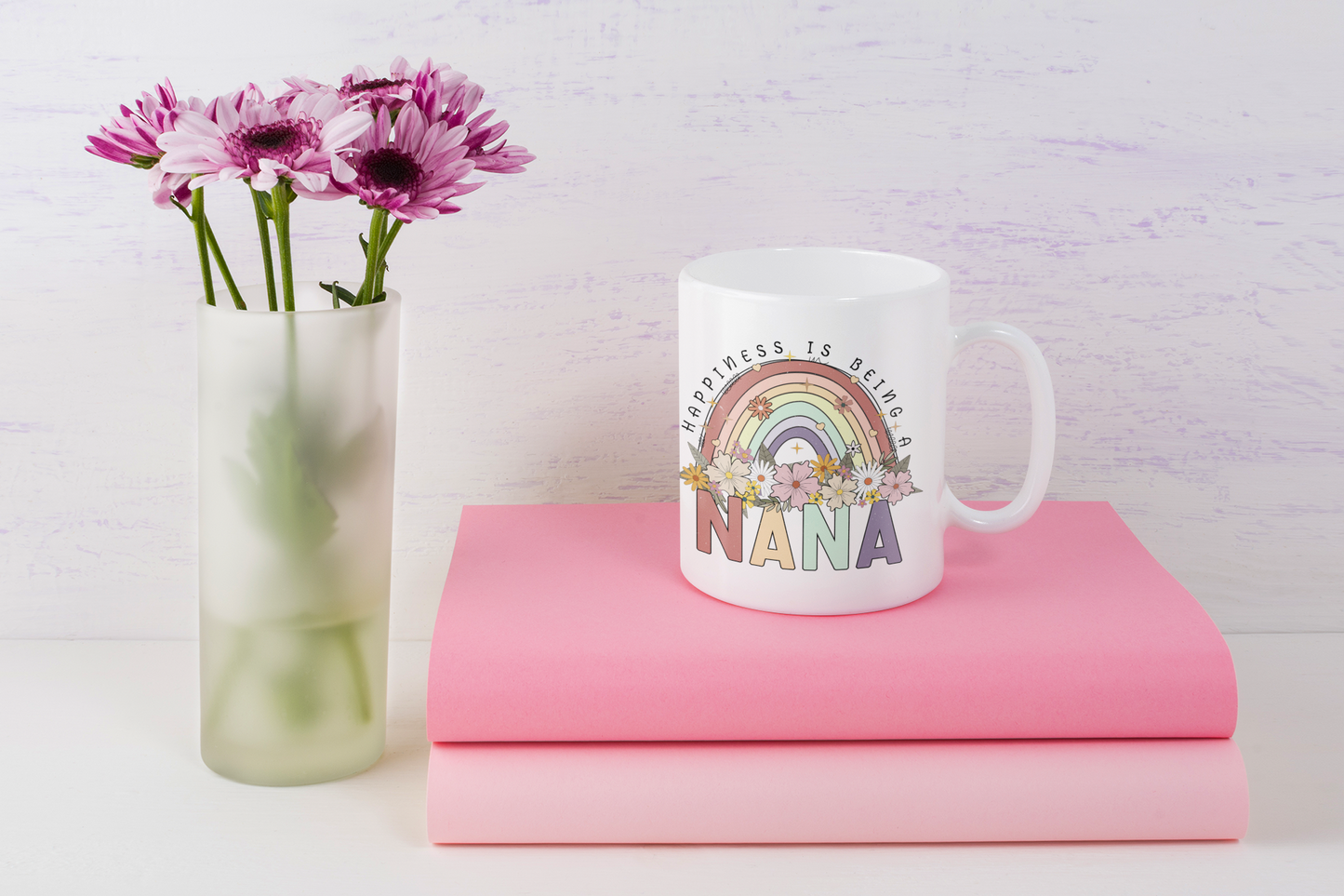 Rainbow Floral Mom Mug – 11 oz & 15 oz | Mama | Grandma | Auntie | Nana