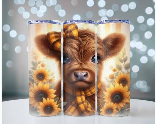Sunflower cow skinny tumbler 20 oz