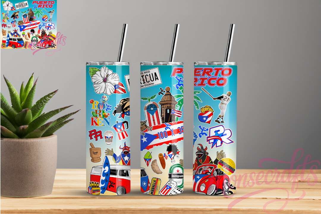 Puerto Rico Skinny Tumbler 20 OZ