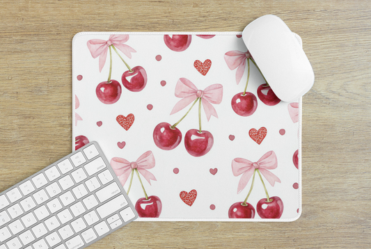 Beautiful Cherry Personalized Mouse Pad – Perfect for Home Office or Gift |  Add Your Text or Design – 24x20 cm