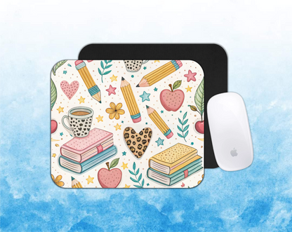Pencils books and Apples Personalized Mouse Pad – Perfect for Home Office or Gift |  Add Your Text or Design – 24x20 cm