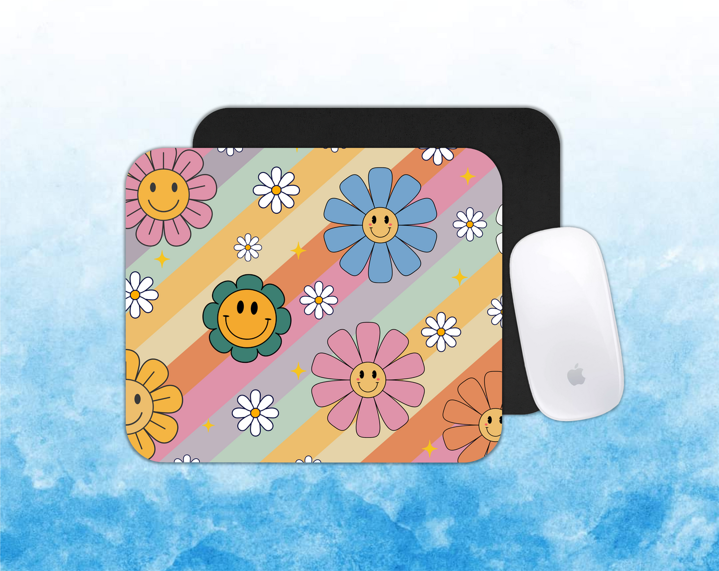 Flowers Waves Personalized Mouse Pad – Perfect for Home Office or Gift |  Add Your Text or Design – 24x20 cm
