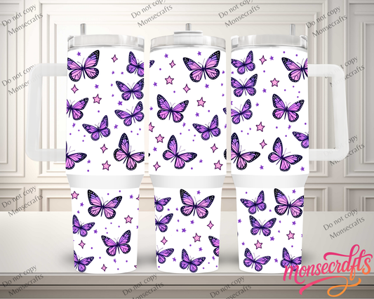 Butterflies Handle 40 oz personalized tumbler