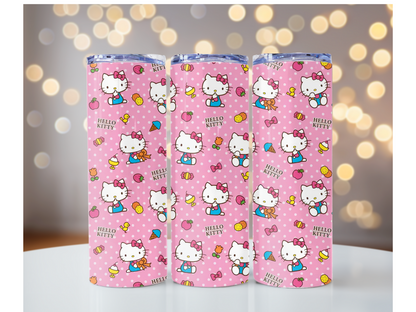 Cute Kitty Tumbler – 20 oz Skinny Tumbler | Perfect For Gift | Cute Pink Kitty | Personalized Gift | 20 oz | skinny tumbler