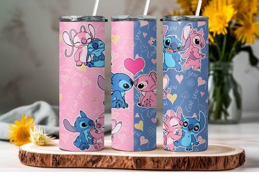 Aliens Pink and Blue Skinny Tumbler 20 OZ
