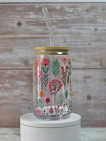 MAMA 16 oz Frosted Glass Can – Mother’s Day Edition | With Bamboo Lid & Glass Straw