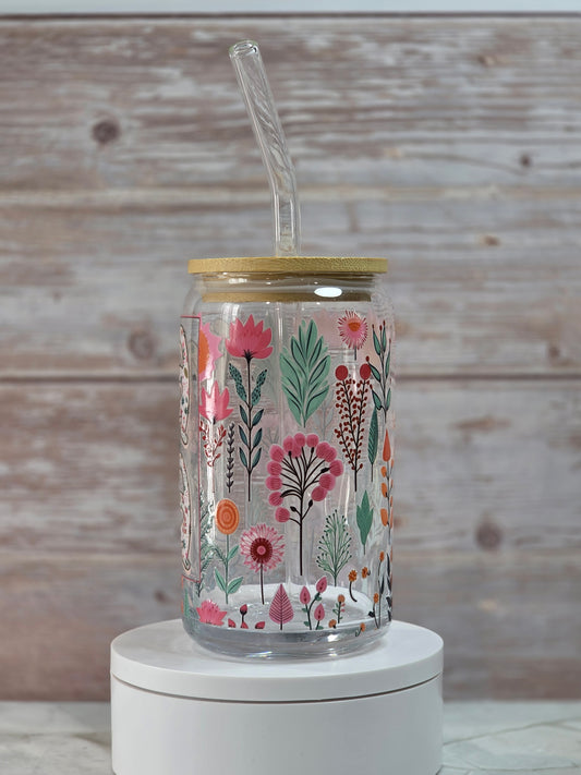 MAMA 16 oz Frosted Glass Can – Mother’s Day Edition | With Bamboo Lid & Glass Straw