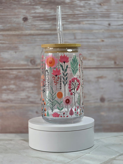 MAMA 16 oz Frosted Glass Can – Mother’s Day Edition | With Bamboo Lid & Glass Straw