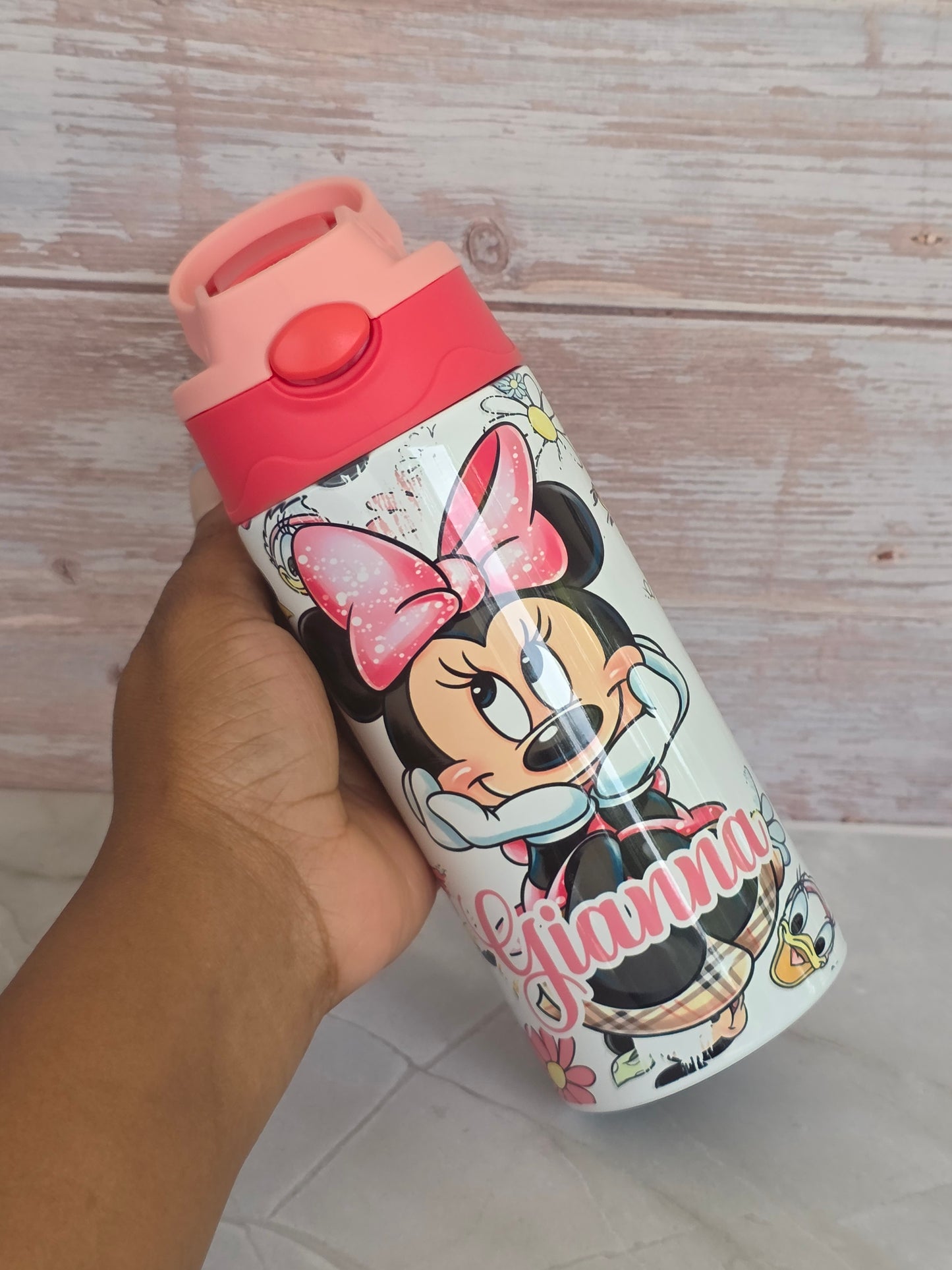 Personalized kid pink Minnie 12 oz