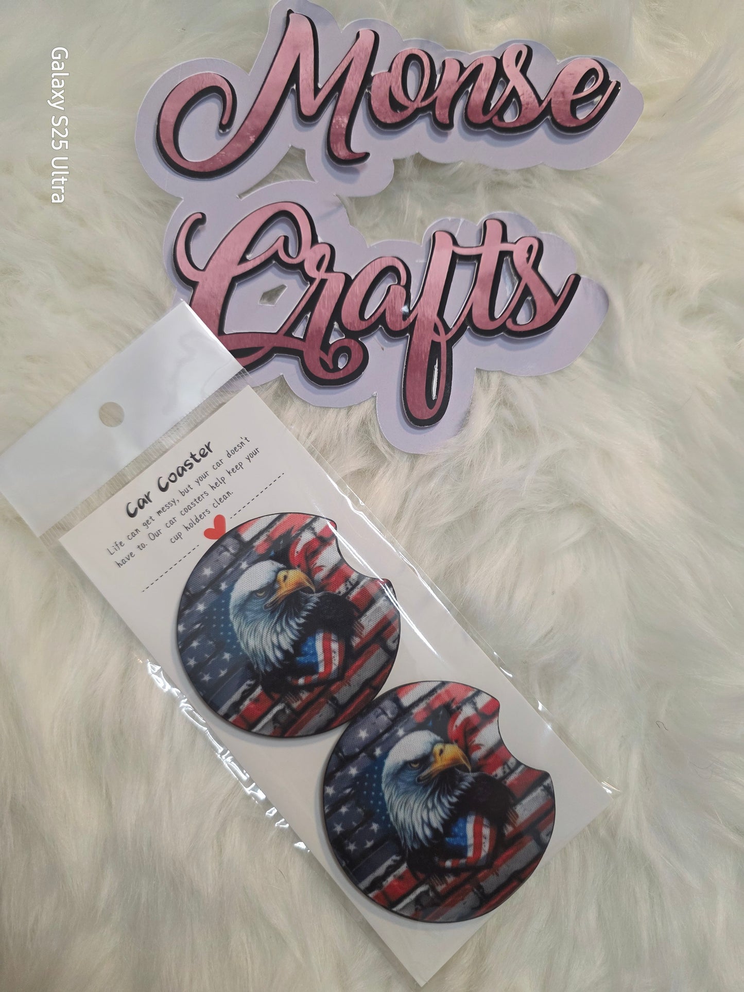 Eagle american flag Car Coasters – Set of 2