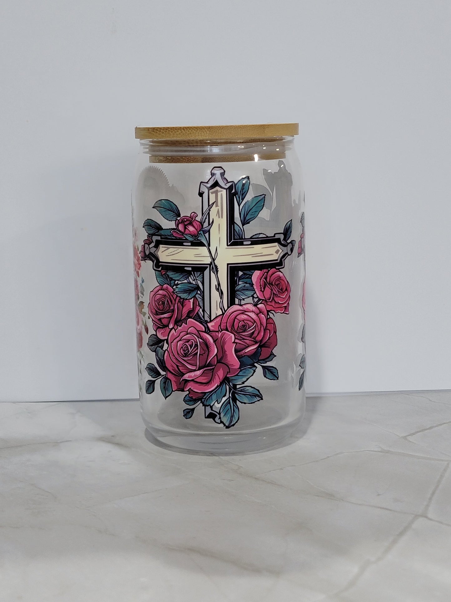 CATOLIC GLASS CAN 16 OZ |  PERFECT FOR GIFTS