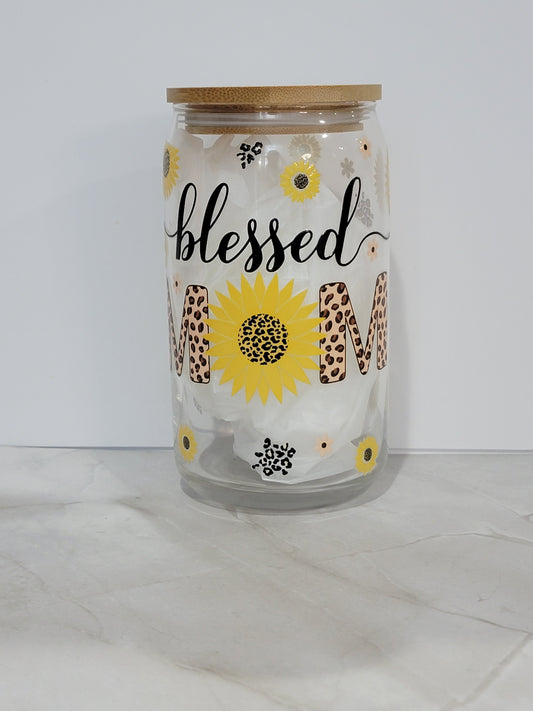 Sunflower glass can 16 oz | perfect gift