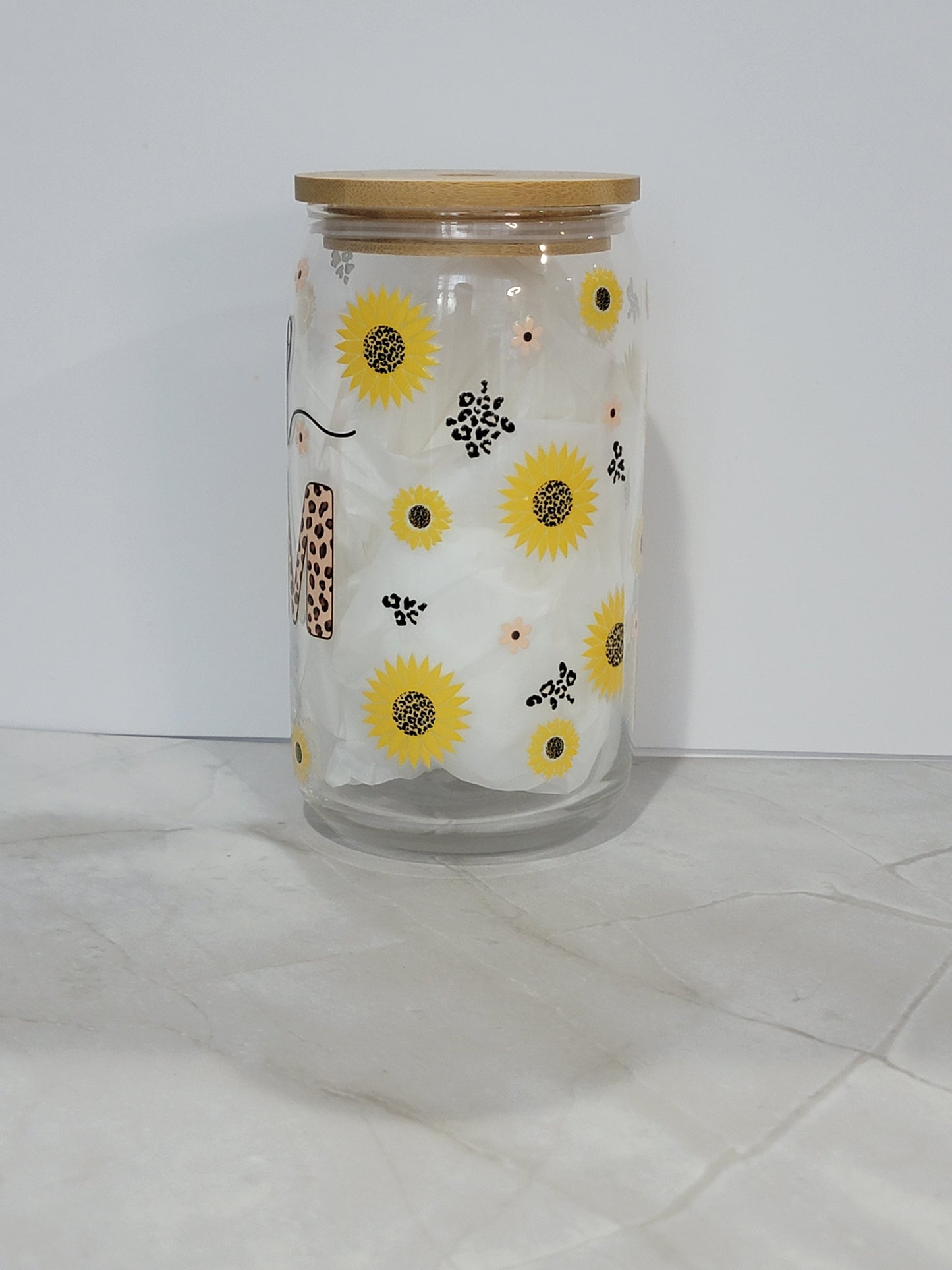 Sunflower glass can 16 oz | perfect gift
