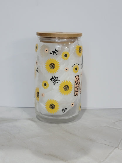 Sunflower glass can 16 oz | perfect gift