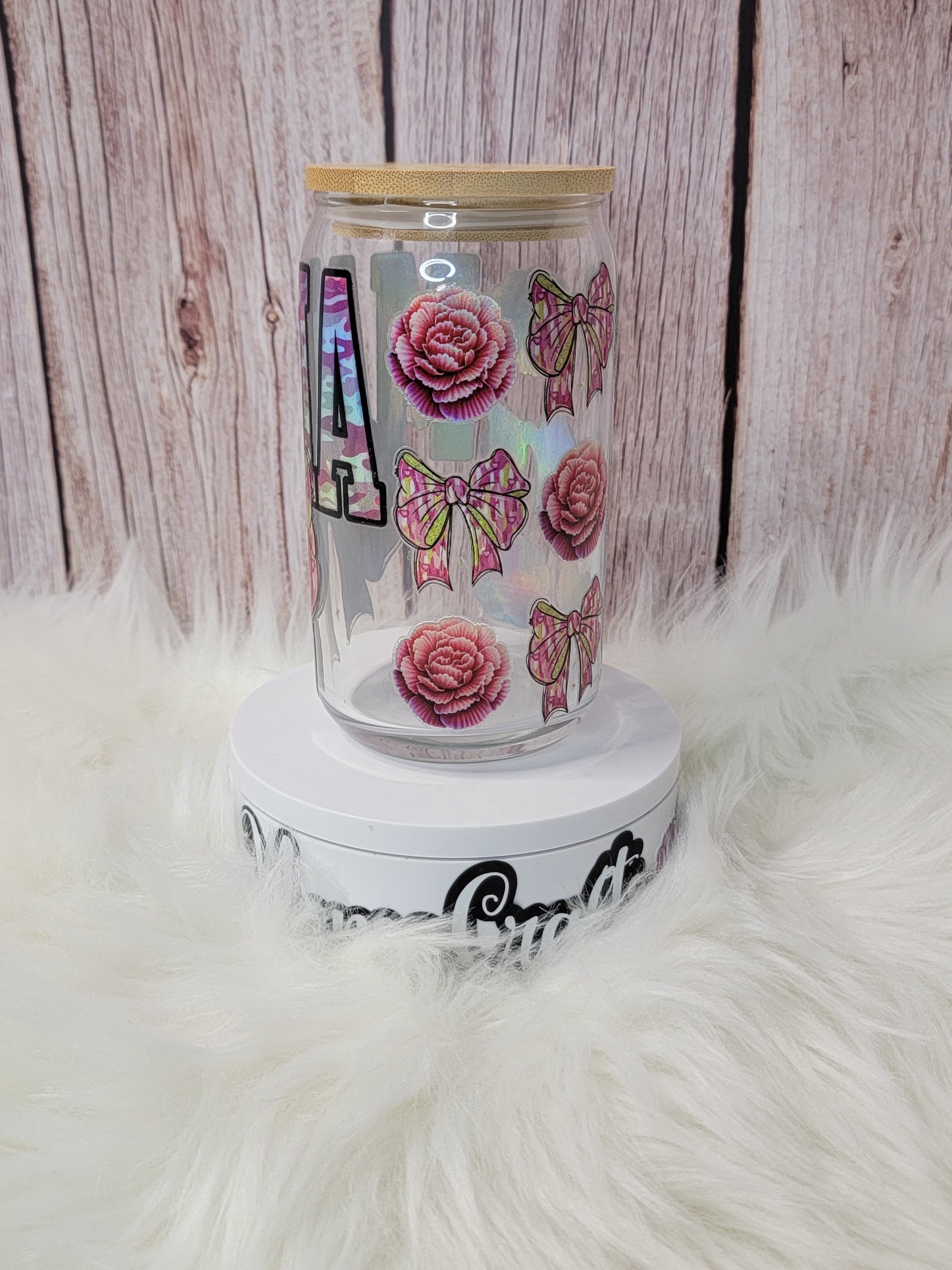 Mama holographic glass can 16 oz | perfect gift |