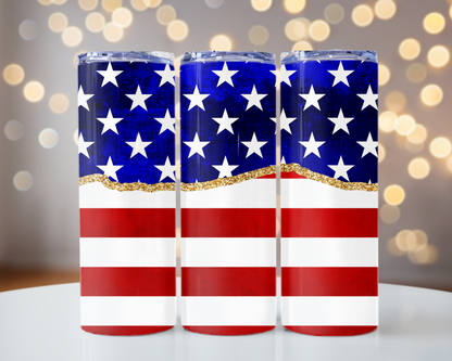 American Flag Personalized Skinny Tumbler 20OZ