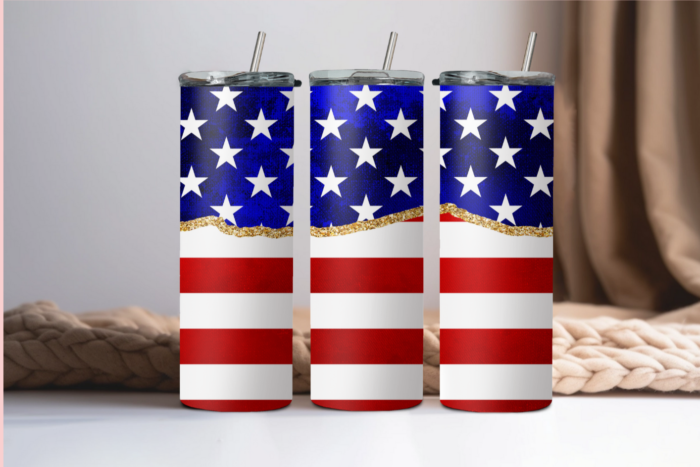 American Flag Personalized Skinny Tumbler 20OZ