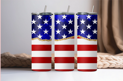 American Flag Personalized Skinny Tumbler 20OZ