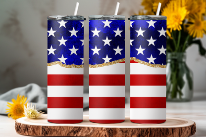 American Flag Personalized Skinny Tumbler 20OZ