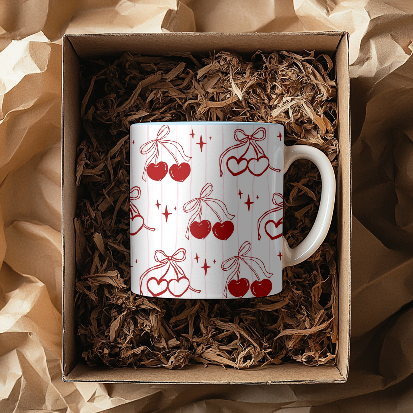 Coquette cherry hearts personalized 11 oz 15 oz