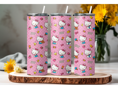 Cute Kitty Tumbler – 20 oz Skinny Tumbler | Perfect For Gift | Cute Pink Kitty | Personalized Gift | 20 oz | skinny tumbler