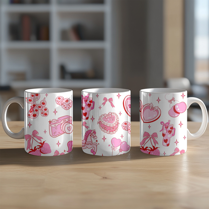 Coquette Strawberry mugs 11 y 15 OZ
