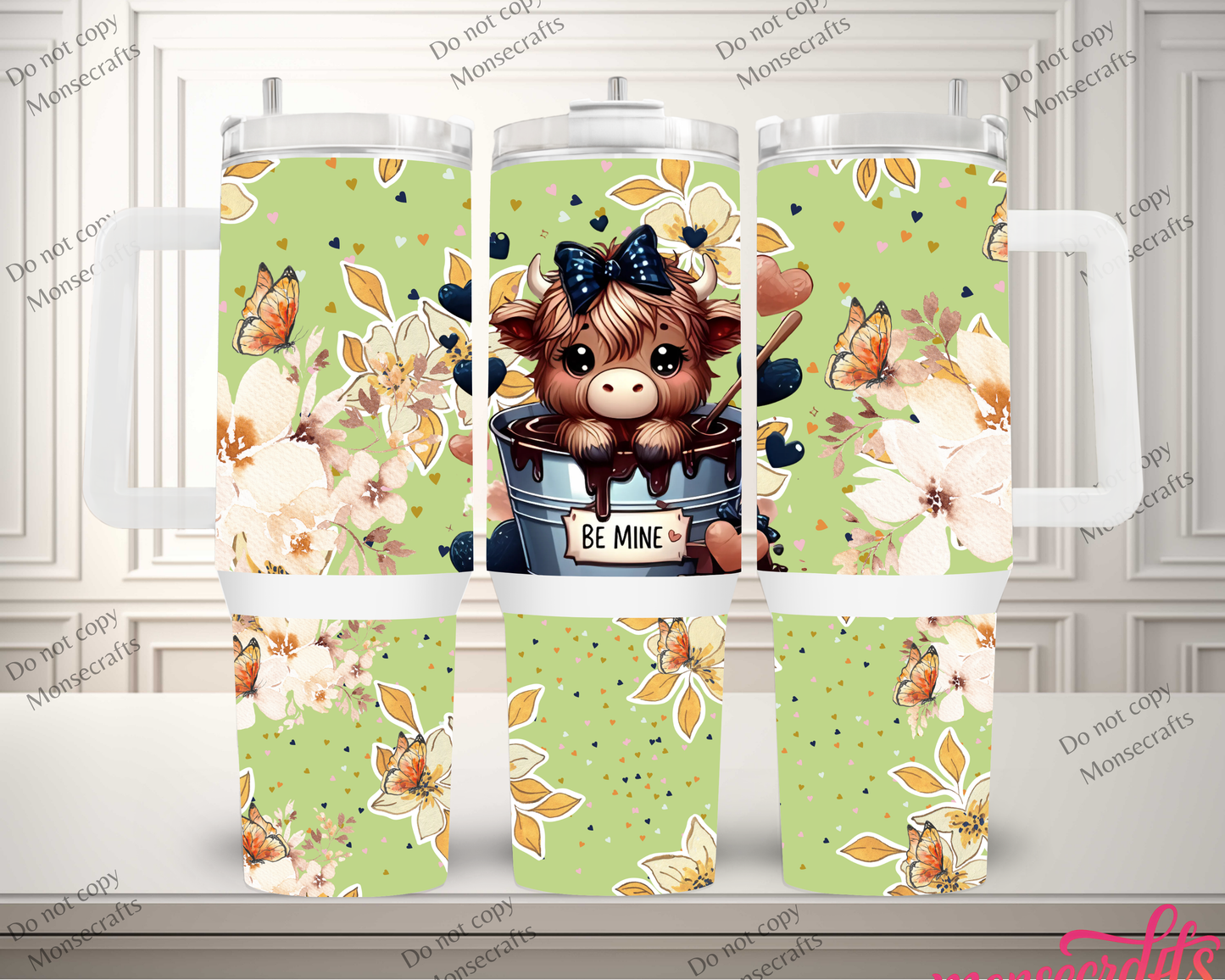 Cute Highland Cow handle 40 oz