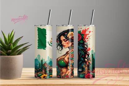 Mexican Girl Tumbler | personalized Tumbler | perfect for gift | 20 oz skinny tumbler