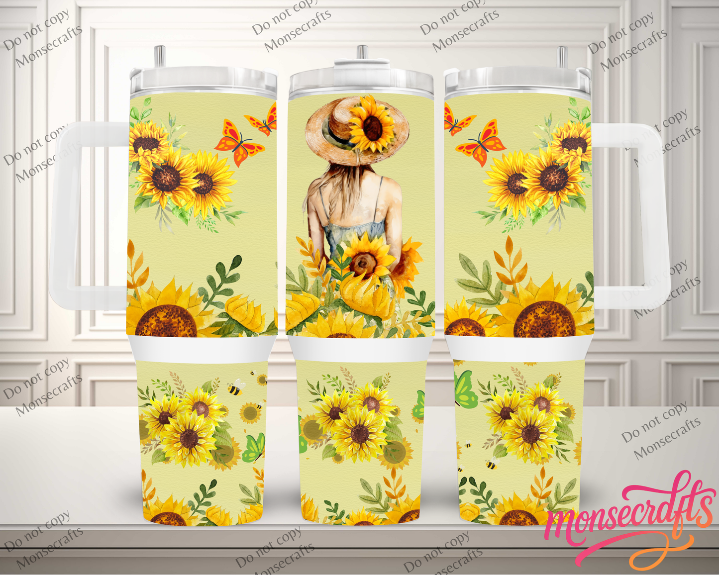Sunflower Handle 40 oz Personalized