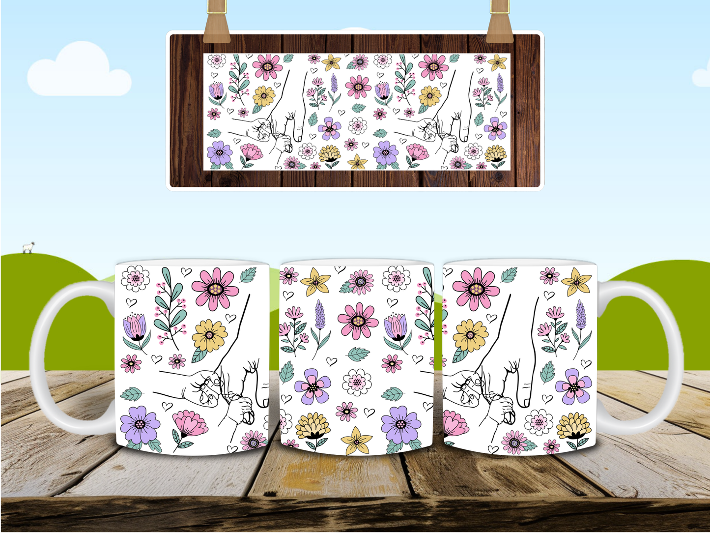 Mother's Day 11 OZ Hasta 6 Manos | Up to 6 hands | Taza del Dia de las Madres