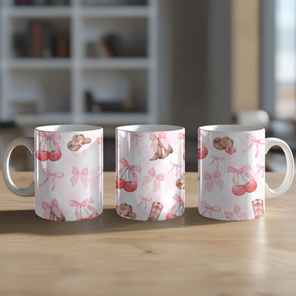Coquette cherry y bow mug 11 y 15 oz