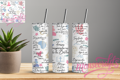 Frases Inspiradoras de la Biblia Skinny Tumbler 20 OZ