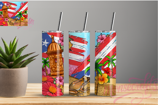 Puerto Rico Tumbler | Personalized Tumbler | perfect Gift | 20 oz skinny tumbler