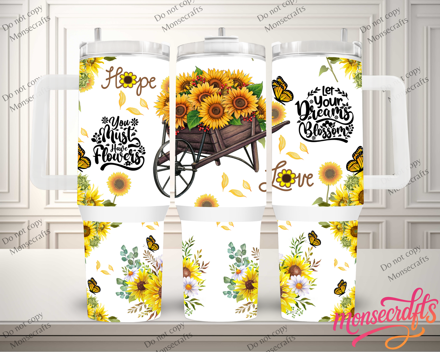 Sunflower Handle 40 oz Personalized