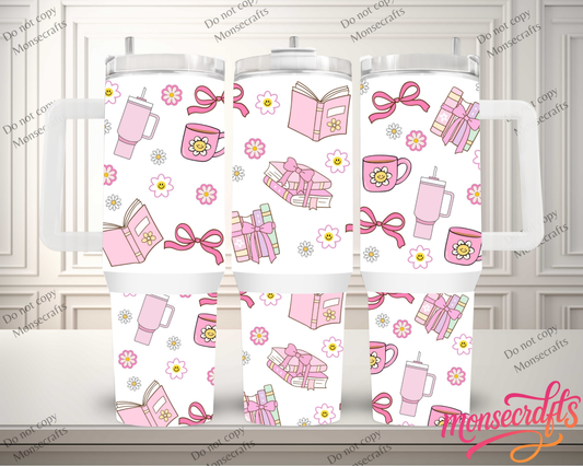 Coquette pink & White 40 oz