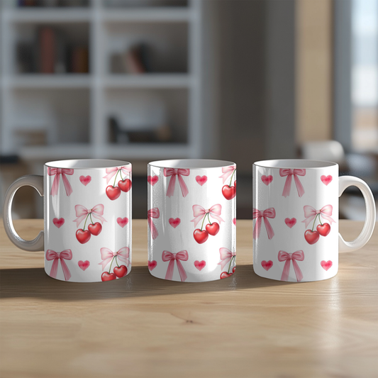 Coquette cherry y bow mug 11 y 15 oz