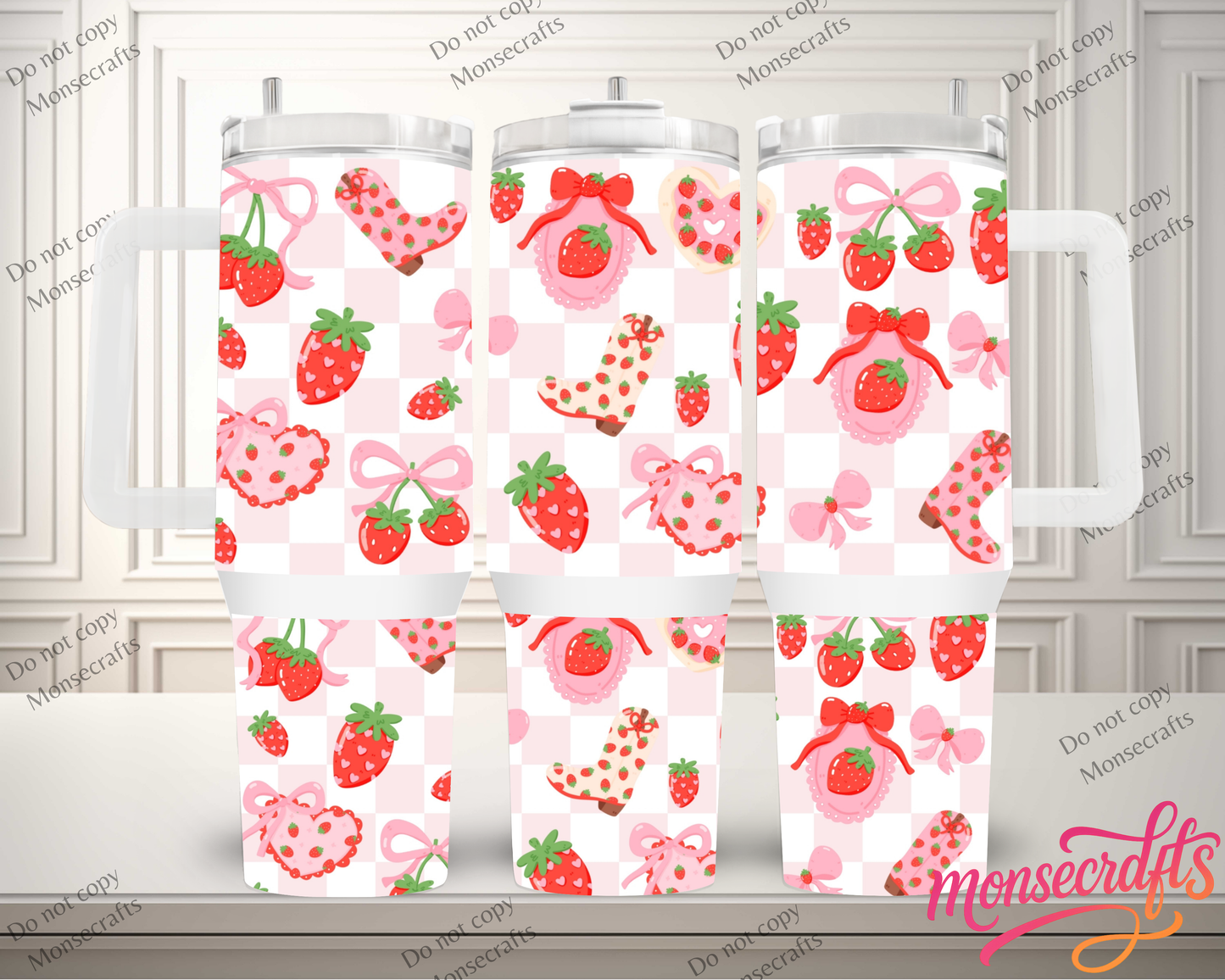 Strawberry & Bows Coquette Handle 40 oz
