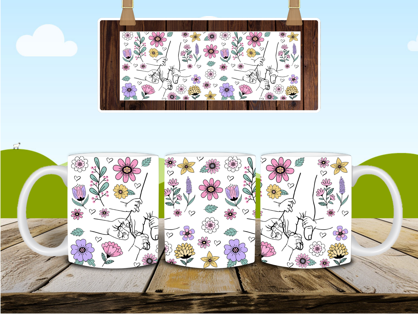 Mother's Day 11 OZ Hasta 6 Manos | Up to 6 hands | Taza del Dia de las Madres